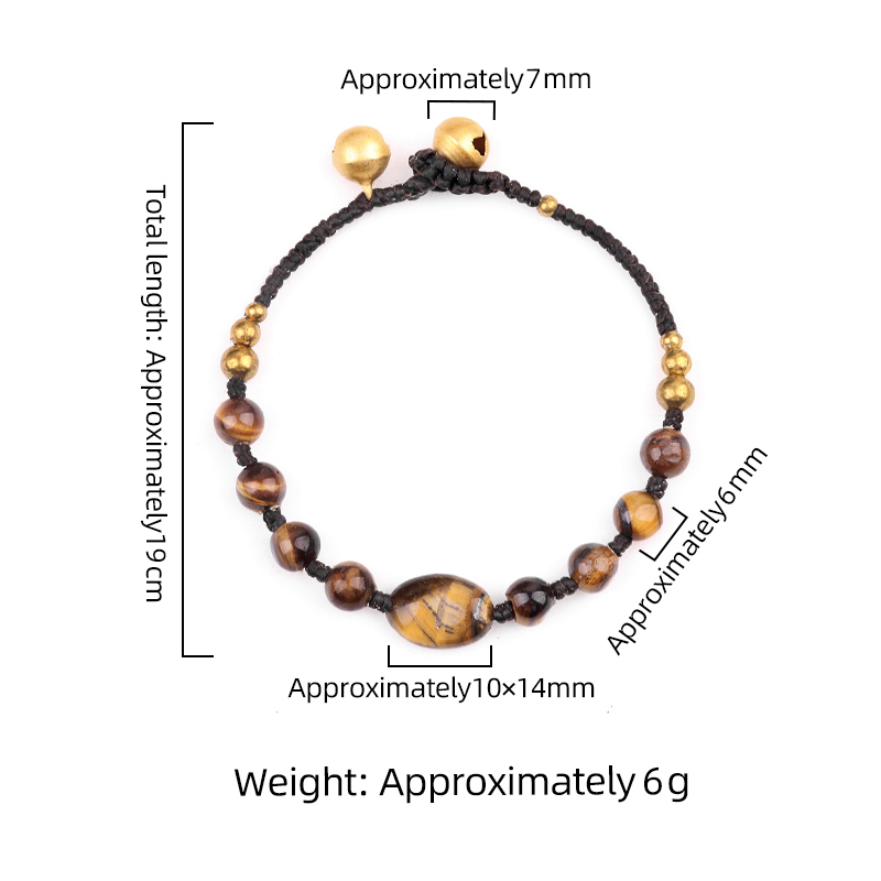 Natural Stone Stone Beads Handmade Woven Silver Bell Bracelets for Women Girls