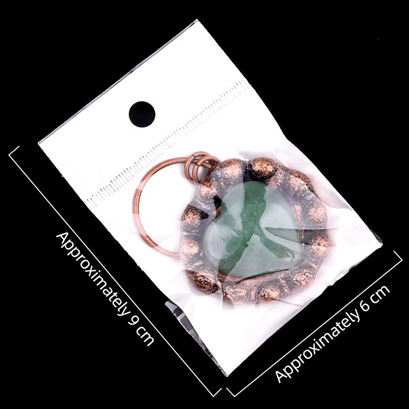 Handmade Gemstone Heart  Retro Red Copper Pendant（Approx 40-45mm）