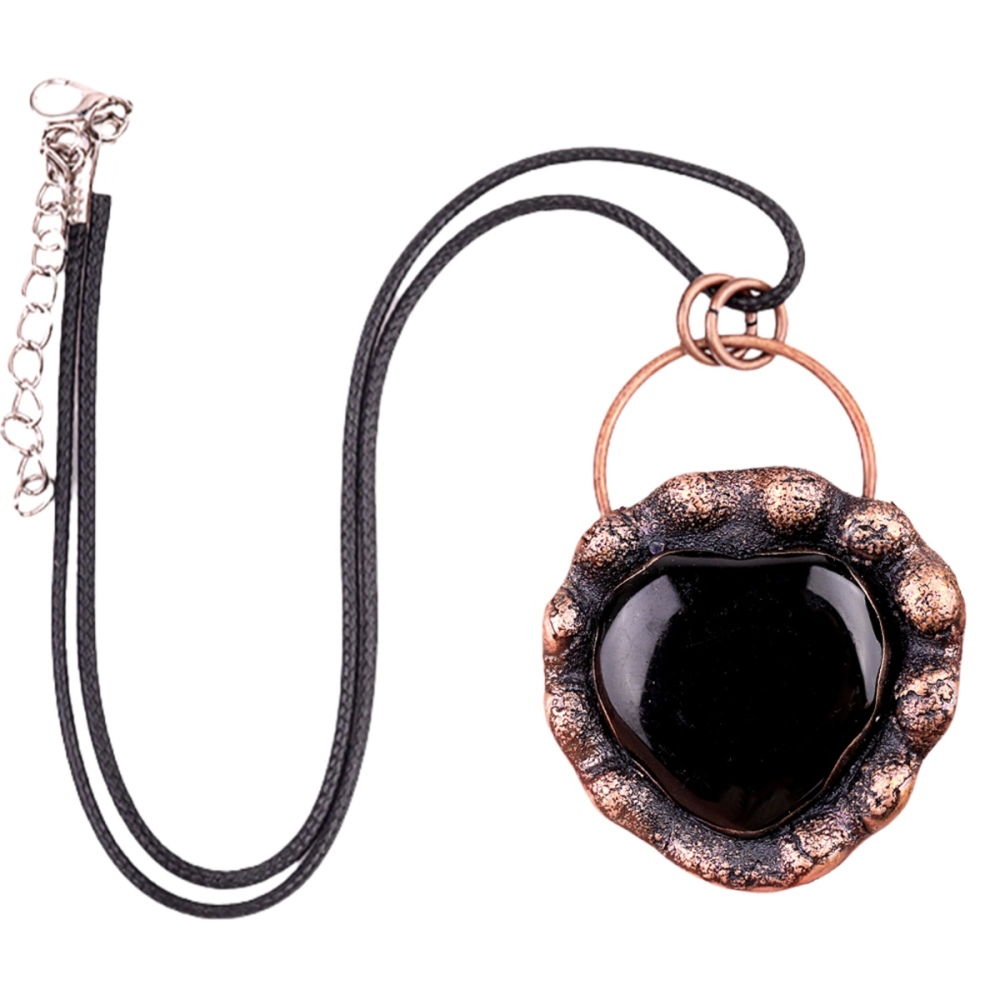 Handmade Gemstone Heart  Retro Red Copper Pendant（Approx 40-45mm）