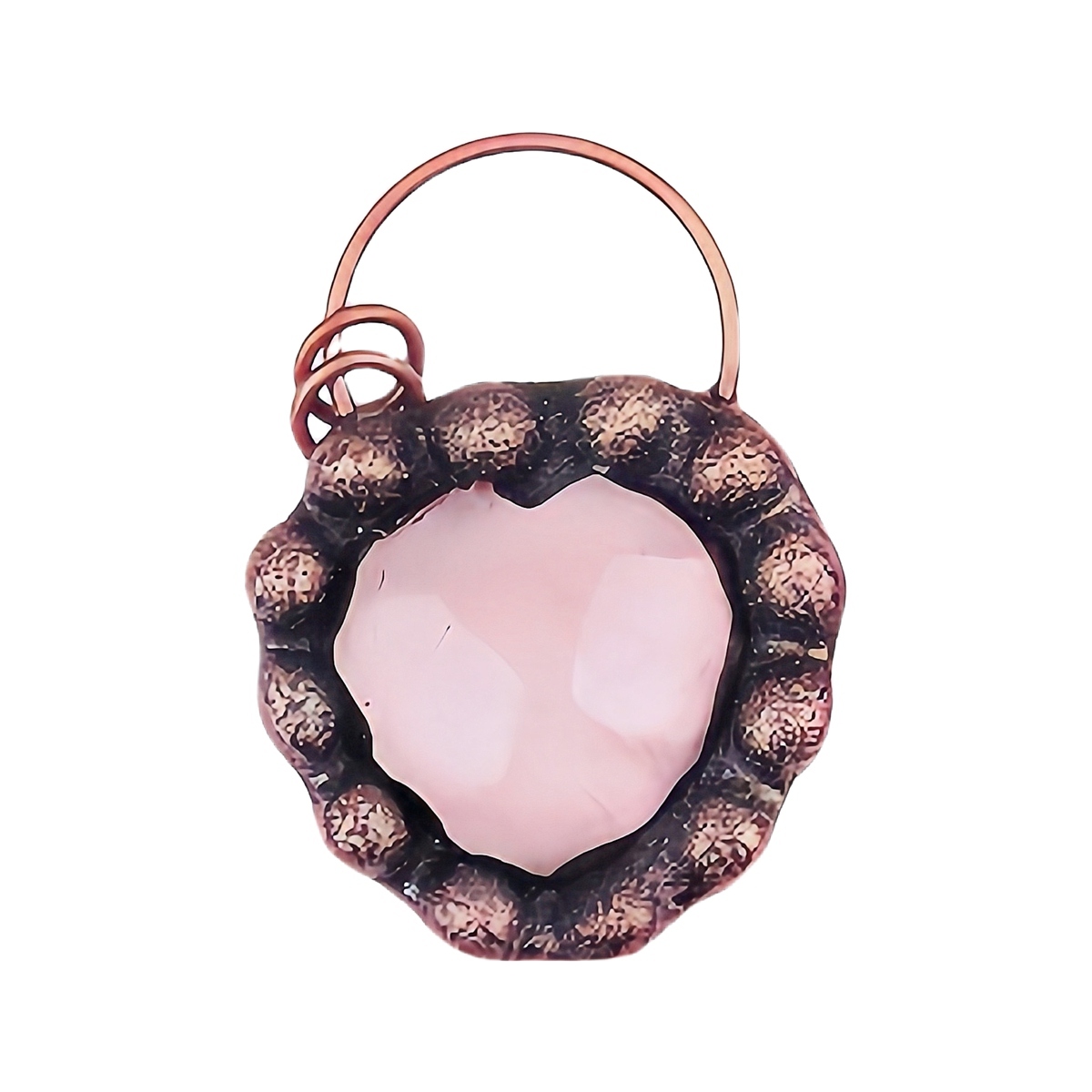 Handmade Gemstone Heart  Retro Red Copper Pendant（Approx 40-45mm）
