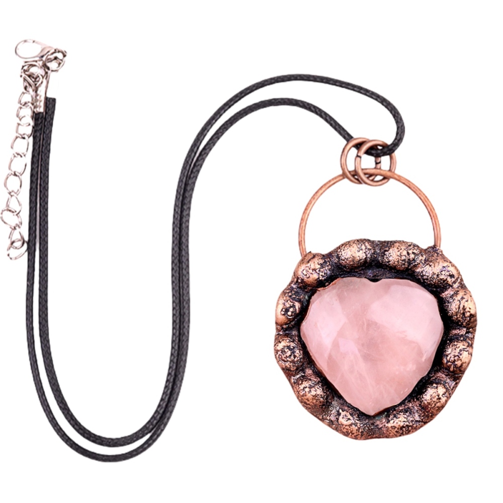 Handmade Gemstone Heart  Retro Red Copper Pendant（Approx 40-45mm）