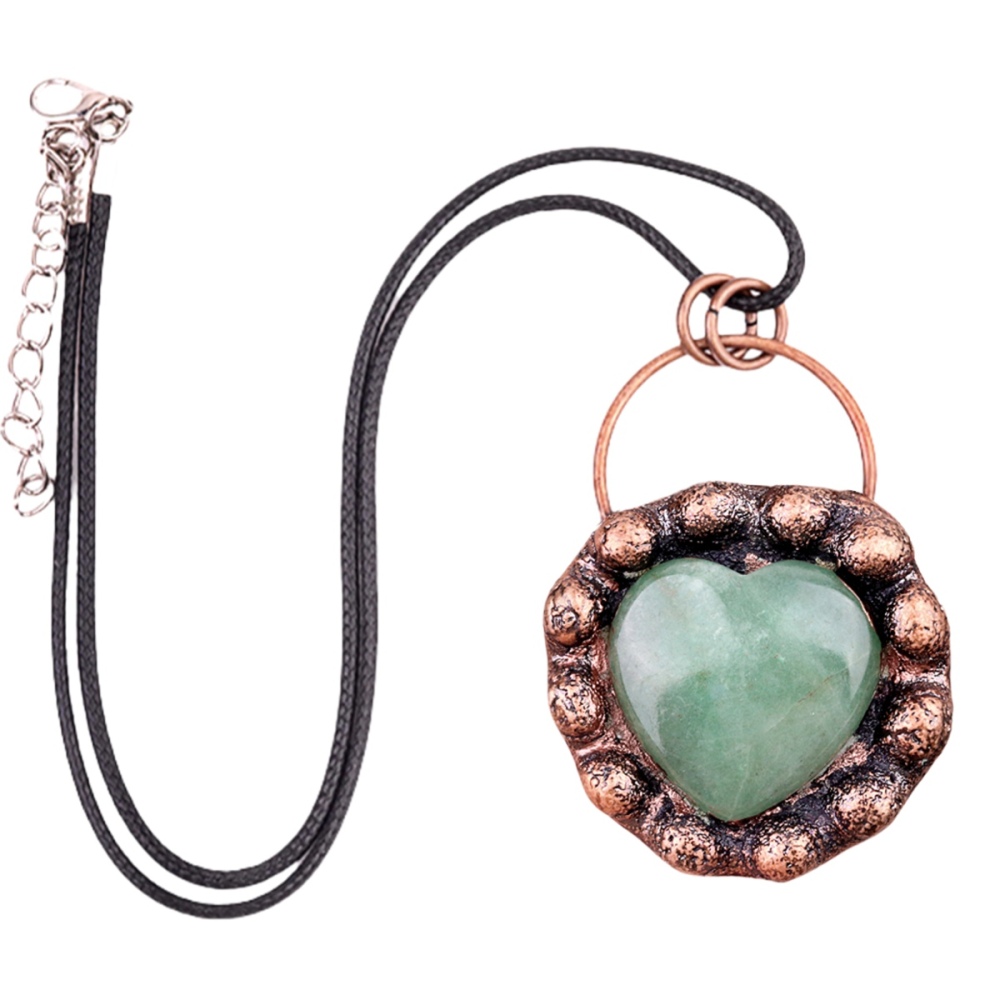 Handmade Gemstone Heart  Retro Red Copper Pendant（Approx 40-45mm）