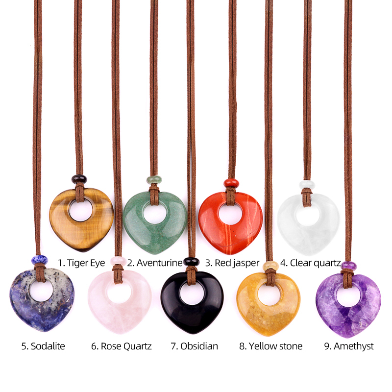 Gemstone 40MM Love Heart Stone Pendant for Making Jewelry