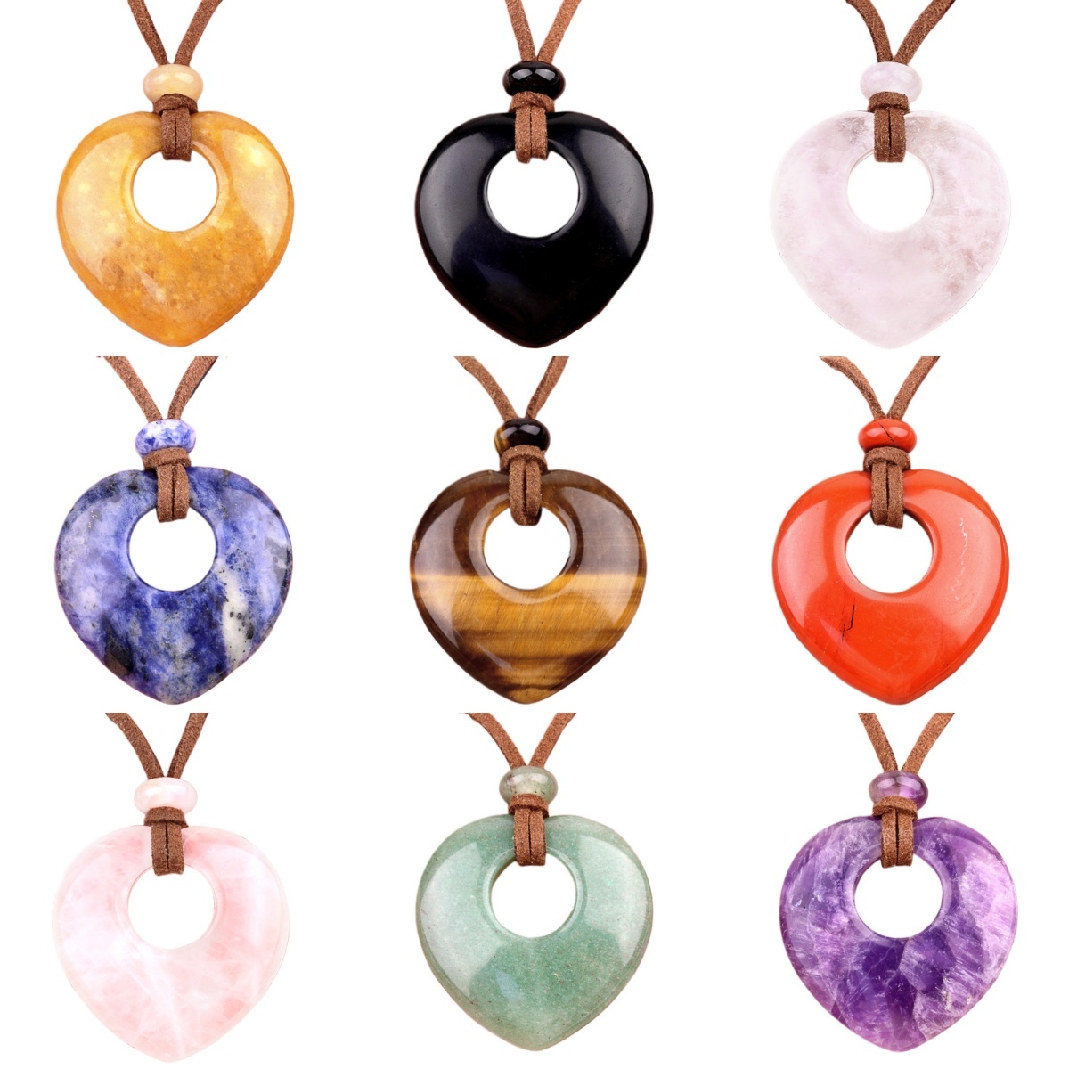 Gemstone 40MM Love Heart Stone Pendant for Making Jewelry
