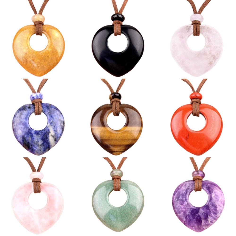 Gemstone 40MM Love Heart Stone Pendant for Making Jewelry