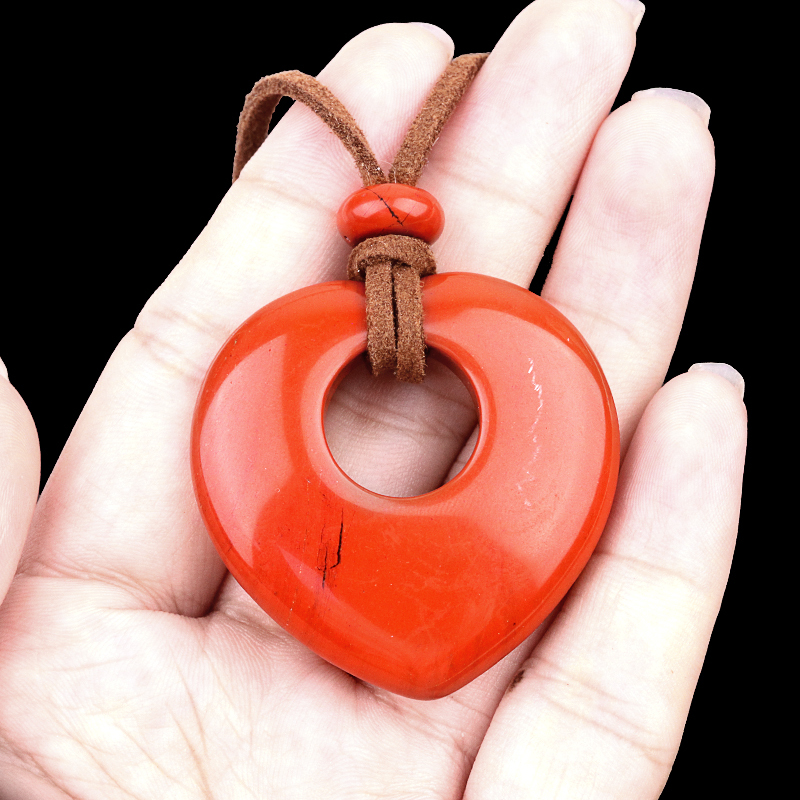 Gemstone 40MM Love Heart Stone Pendant for Making Jewelry
