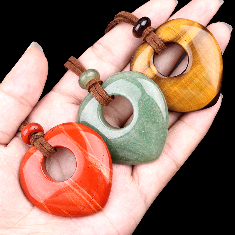 Gemstone 40MM Love Heart Stone Pendant for Making Jewelry