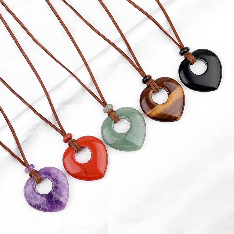 Gemstone 40MM Love Heart Stone Pendant for Making Jewelry