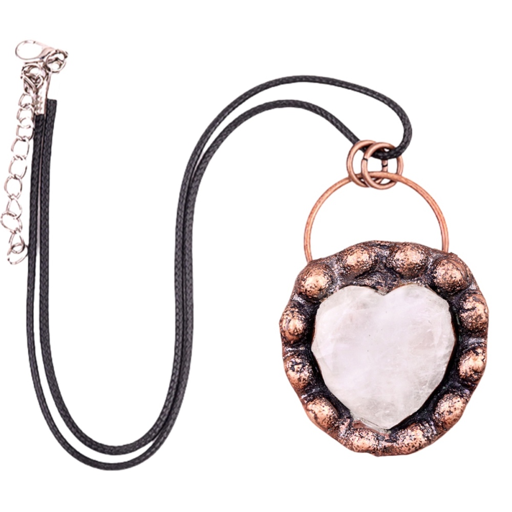 Handmade Gemstone Heart  Retro Red Copper Pendant（Approx 40-45mm）