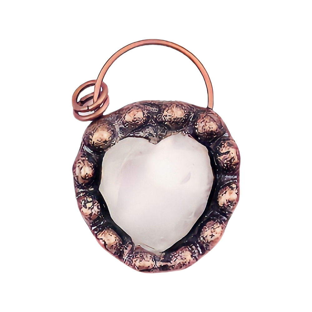 Handmade Gemstone Heart  Retro Red Copper Pendant（Approx 40-45mm）