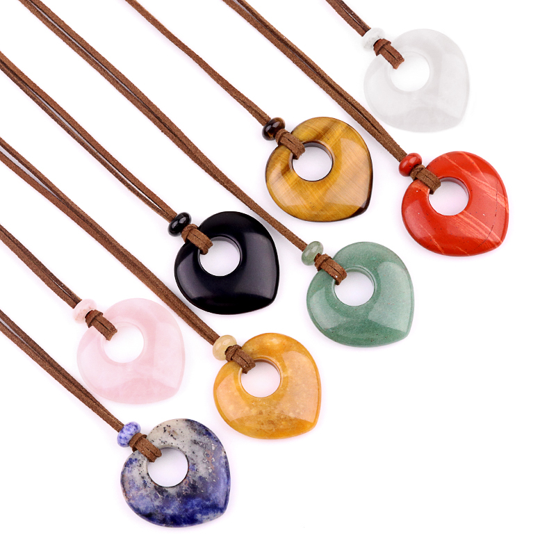Gemstone 40MM Love Heart Stone Pendant for Making Jewelry