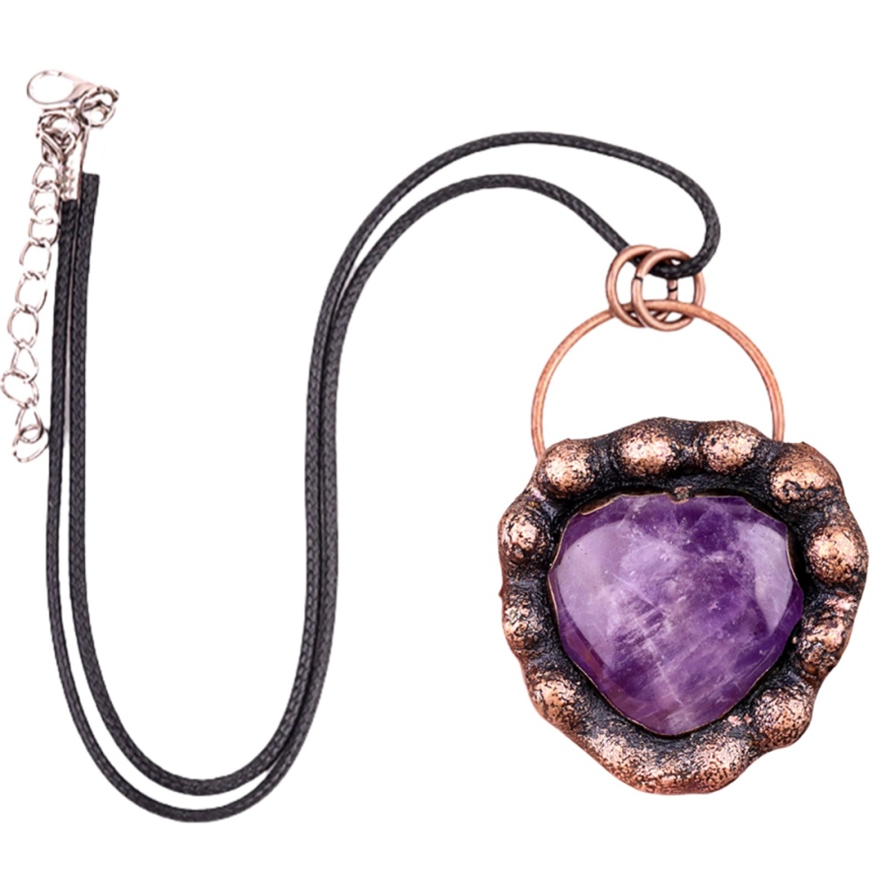 Handmade Gemstone Heart  Retro Red Copper Pendant（Approx 40-45mm）