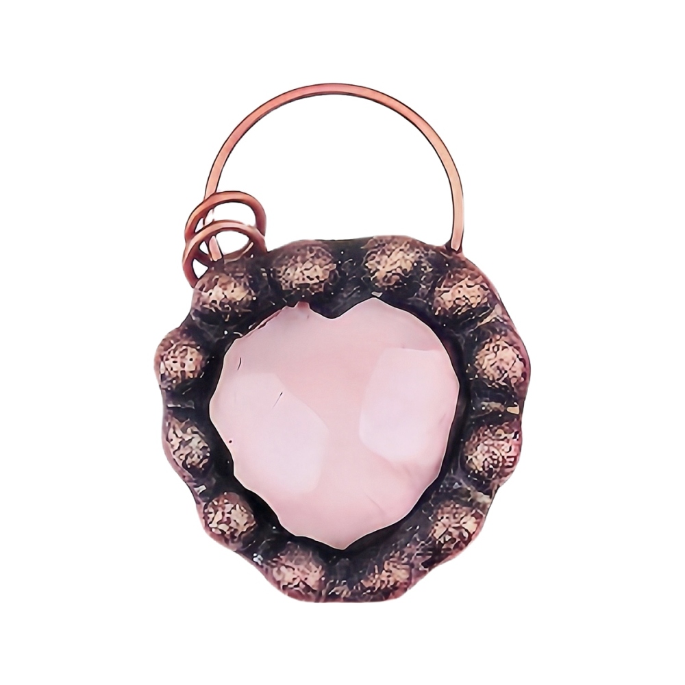 Handmade Gemstone Heart  Retro Red Copper Pendant（Approx 40-45mm）