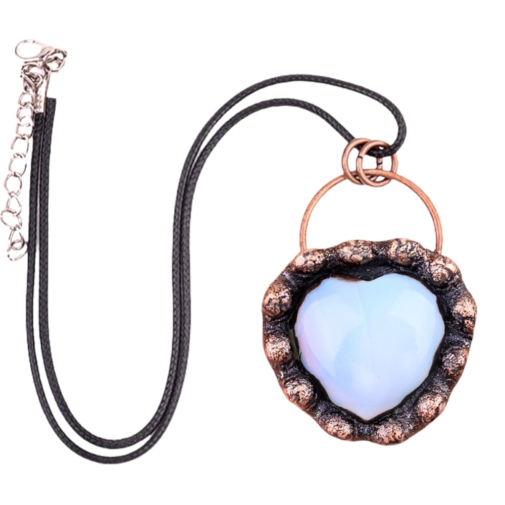 Handmade Gemstone Heart  Retro Red Copper Pendant（Approx 40-45mm）