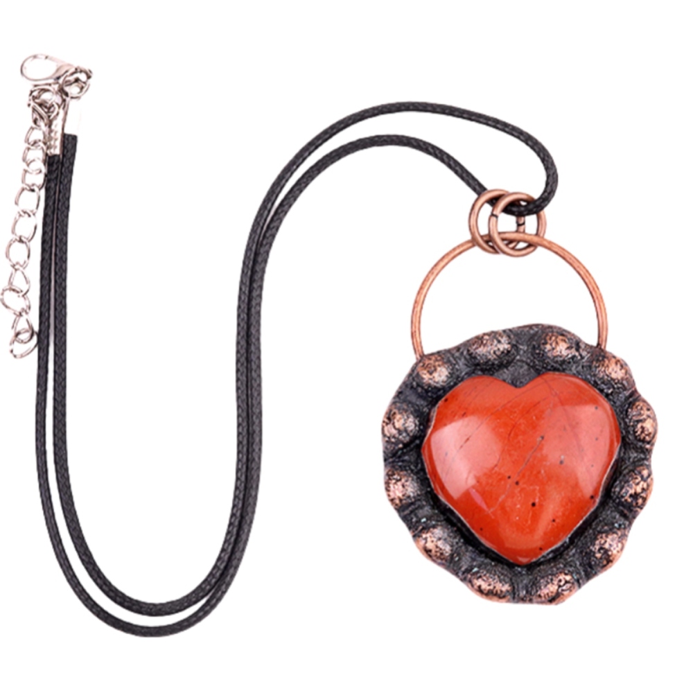 Handmade Gemstone Heart  Retro Red Copper Pendant（Approx 40-45mm）