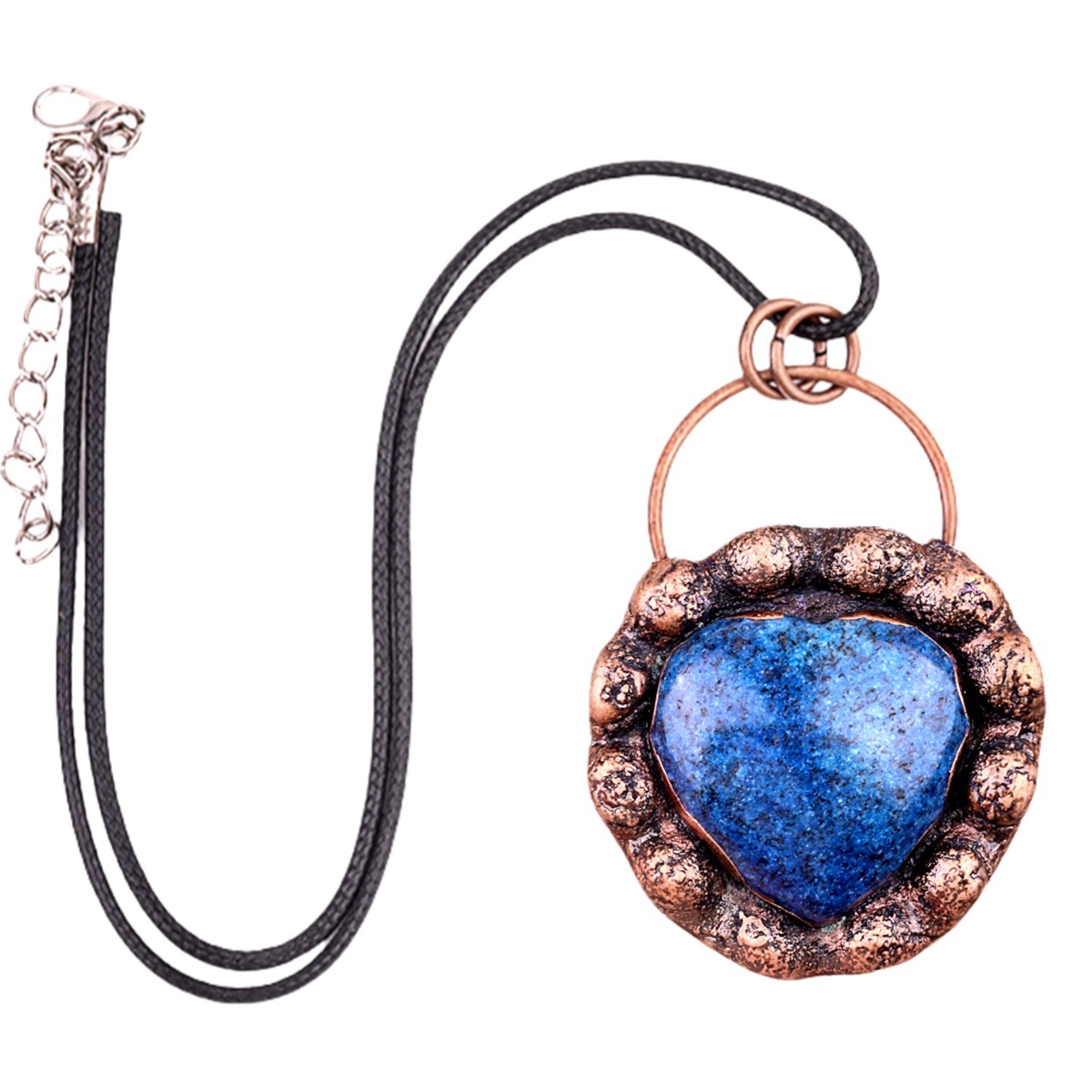Handmade Gemstone Heart  Retro Red Copper Pendant（Approx 40-45mm）