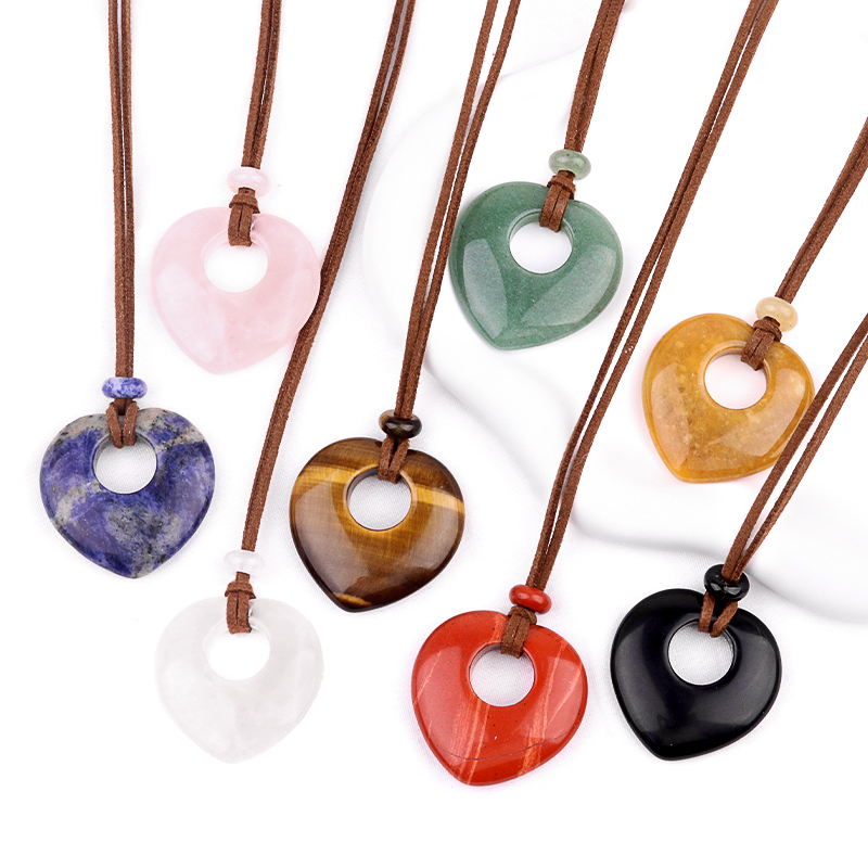 Gemstone 40MM Love Heart Stone Pendant for Making Jewelry