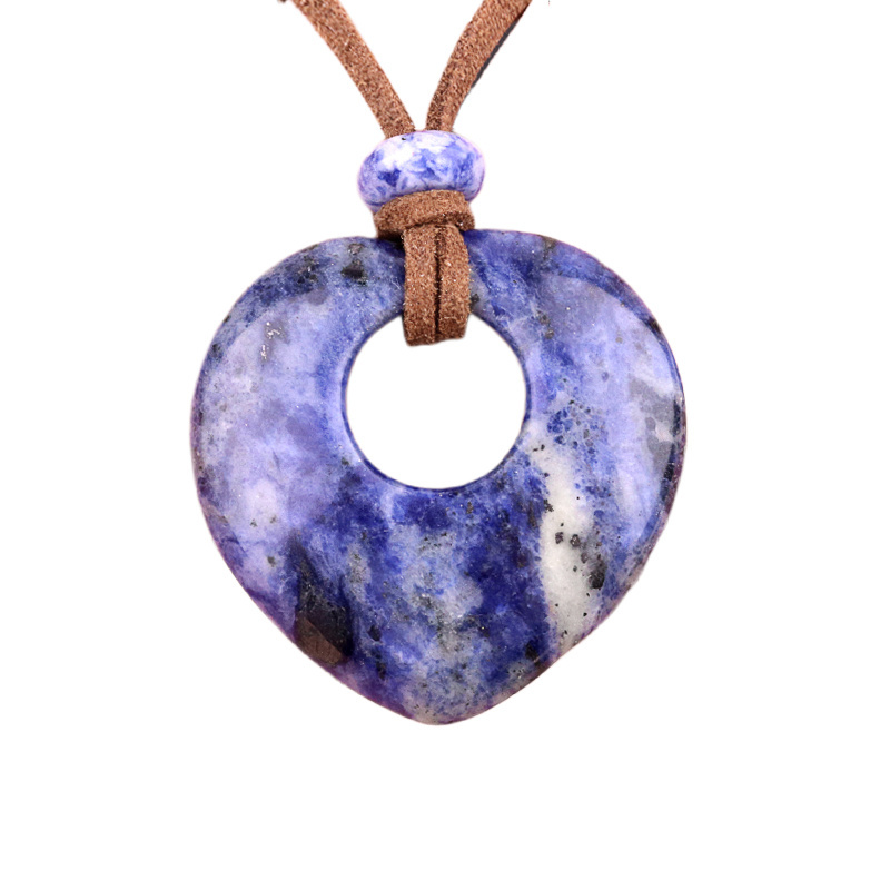 Gemstone 40MM Love Heart Stone Pendant for Making Jewelry