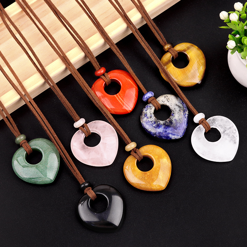 Gemstone 40MM Love Heart Stone Pendant for Making Jewelry