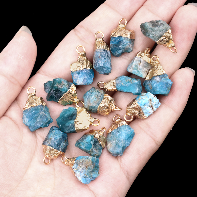 Gemstone Irregular Raw Stone Gilded Pendant For Making Jewlery