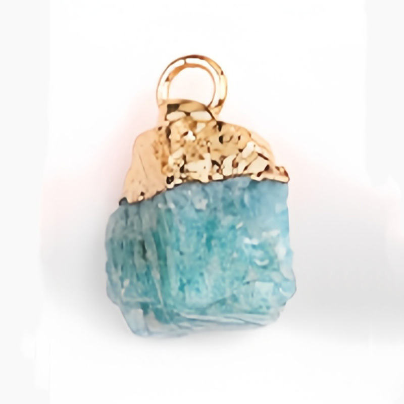 Gemstone Irregular Raw Stone Gilded Pendant For Making Jewlery