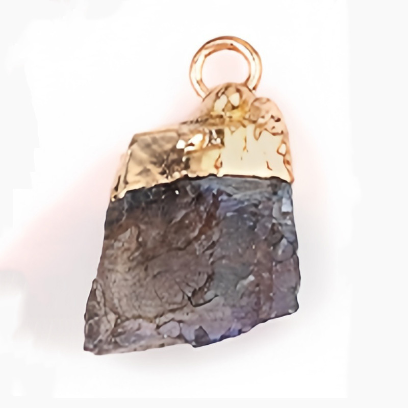 Gemstone Irregular Raw Stone Gilded Pendant For Making Jewlery