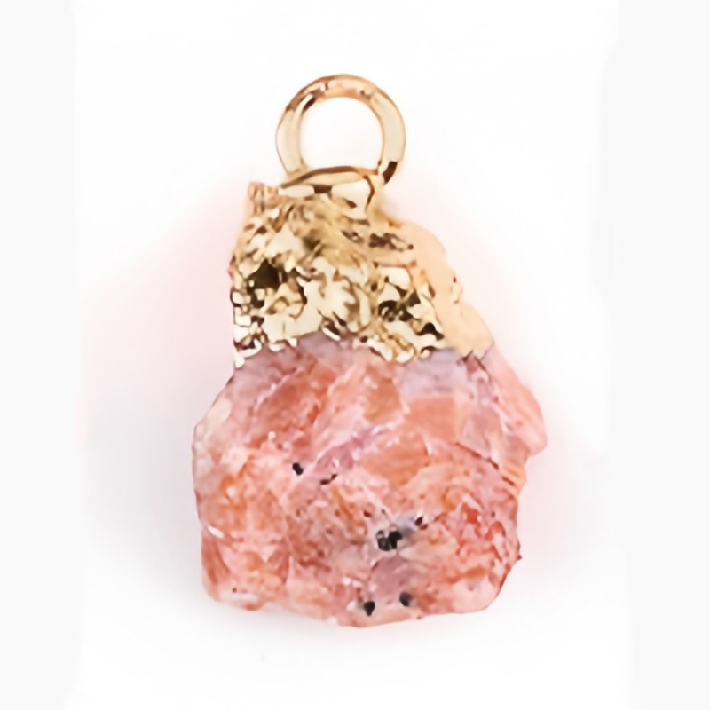 Gemstone Irregular Raw Stone Gilded Pendant For Making Jewlery