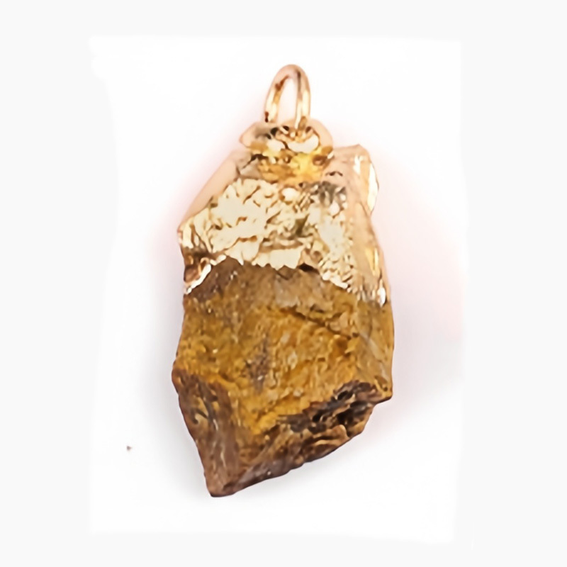 Gemstone Irregular Raw Stone Gilded Pendant For Making Jewlery