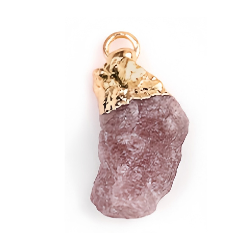 Gemstone Irregular Raw Stone Gilded Pendant For Making Jewlery