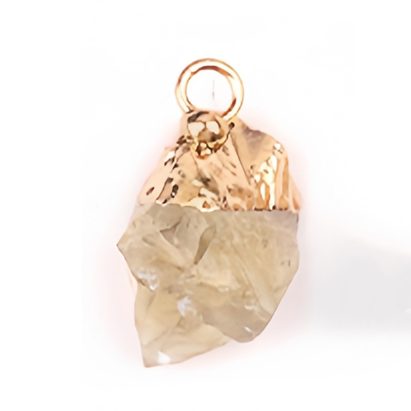 Gemstone Irregular Raw Stone Gilded Pendant For Making Jewlery