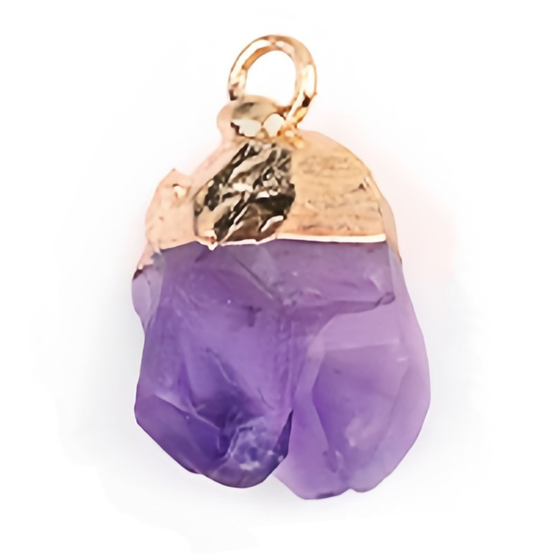 Gemstone Irregular Raw Stone Gilded Pendant For Making Jewlery