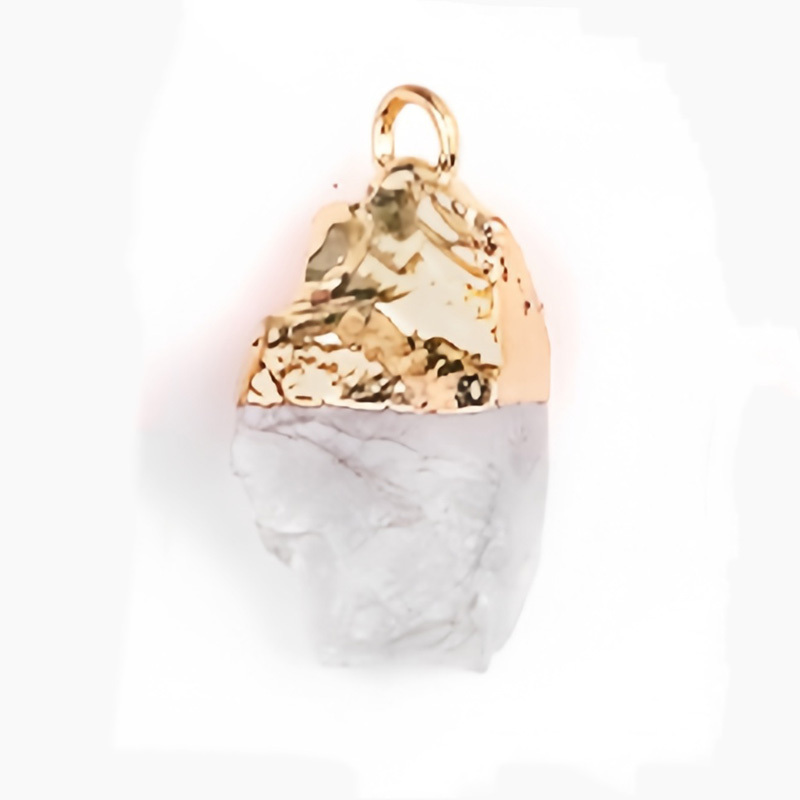 Gemstone Irregular Raw Stone Gilded Pendant For Making Jewlery