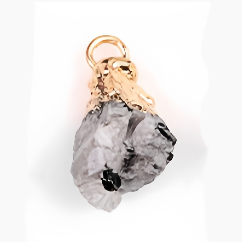 Gemstone Irregular Raw Stone Gilded Pendant For Making Jewlery