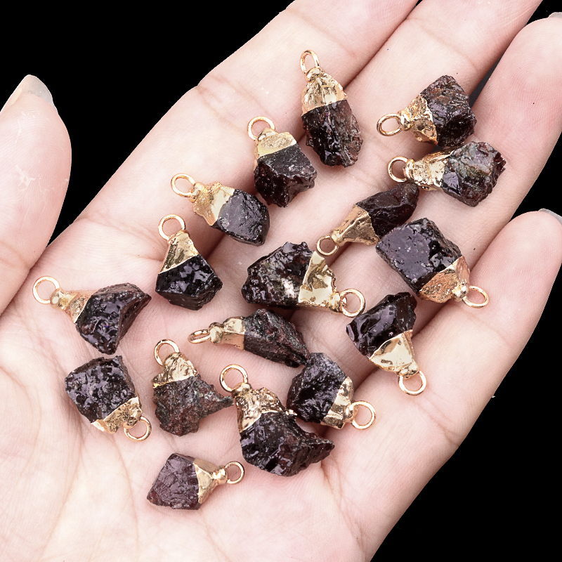 Gemstone Irregular Raw Stone Gilded Pendant For Making Jewlery