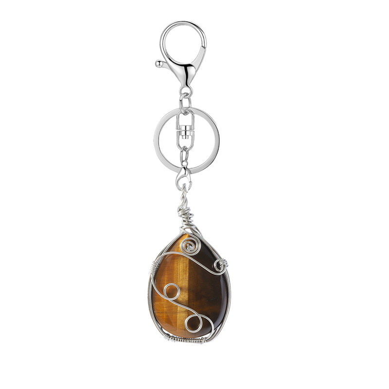 Gemstone 25x35MM Teardrop Wrapped Steel Wire Stone Pendant (28X50MM)