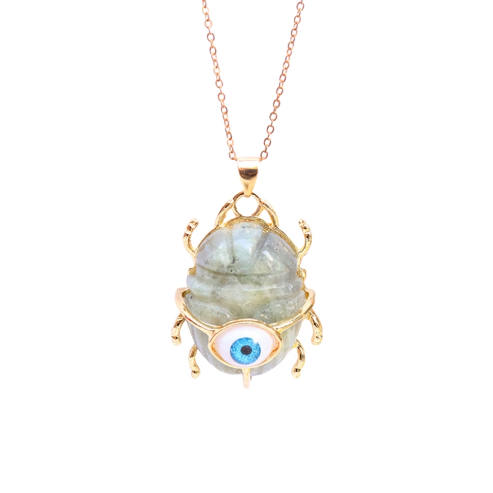 Gemstone Golden Beetle Eye Pendant for Making Jewelry