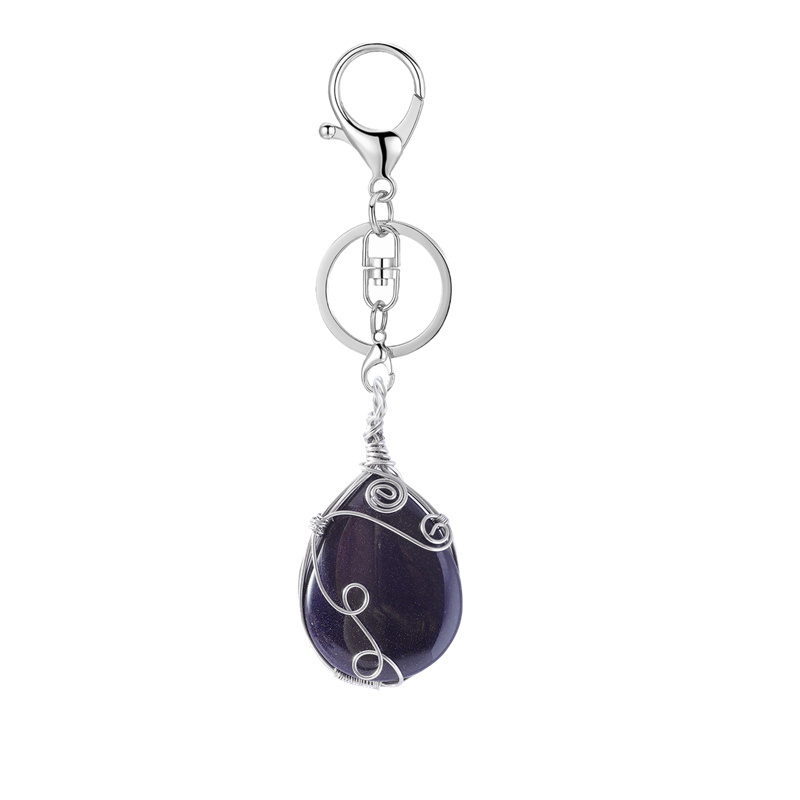 Gemstone 25x35MM Teardrop Wrapped Steel Wire Stone Pendant (28X50MM)