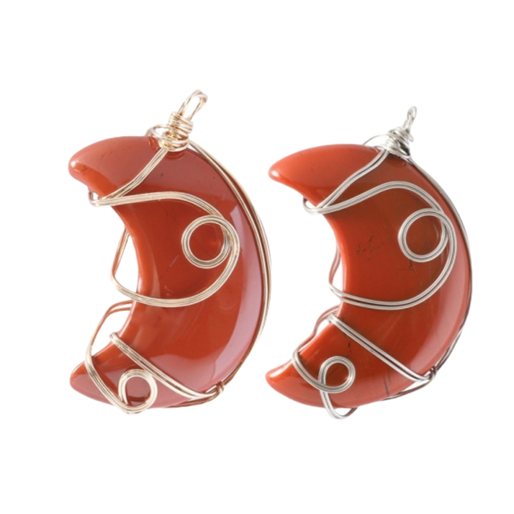 Natural Gemstone Steel Wire Moon Pendant for Making Jewelry