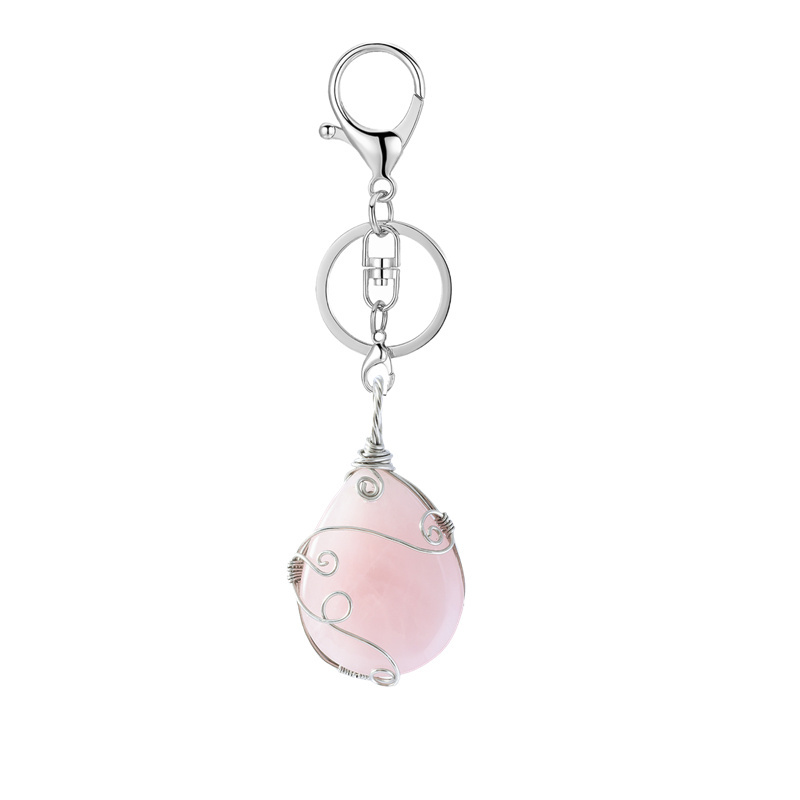 Gemstone 25x35MM Teardrop Wrapped Steel Wire Stone Pendant (28X50MM)
