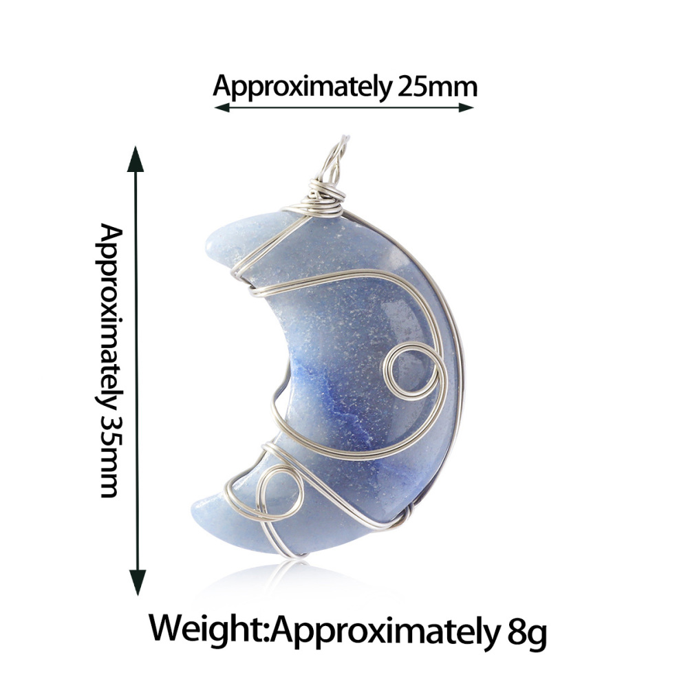 Natural Gemstone Steel Wire Moon Pendant for Making Jewelry
