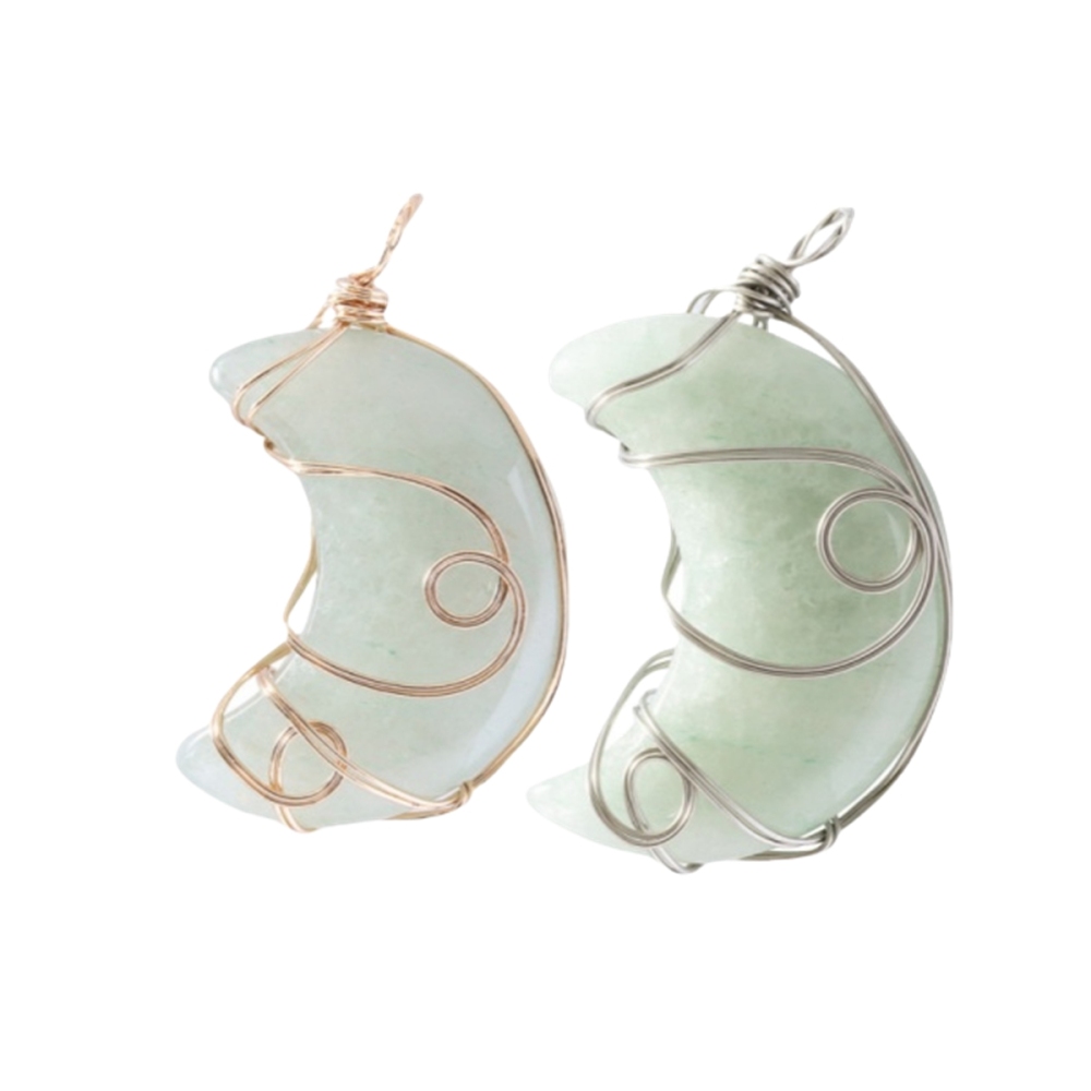 Natural Gemstone Steel Wire Moon Pendant for Making Jewelry