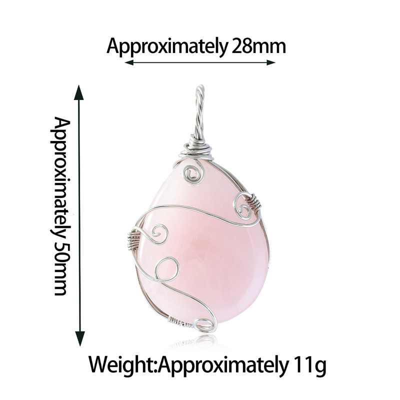 Gemstone 25x35MM Teardrop Wrapped Steel Wire Stone Pendant (28X50MM)