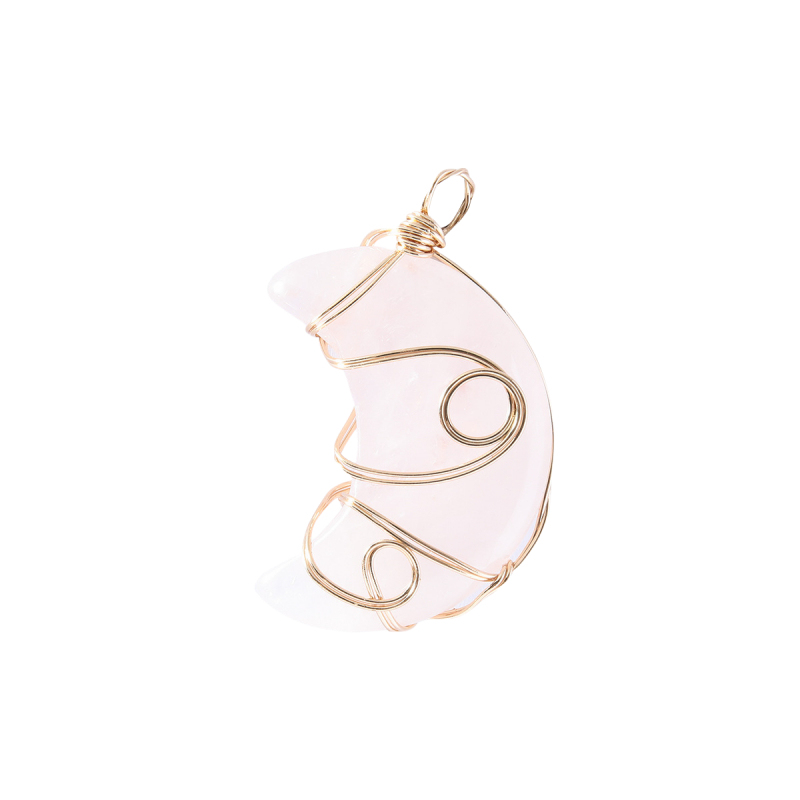 Natural Gemstone Steel Wire Moon Pendant for Making Jewelry