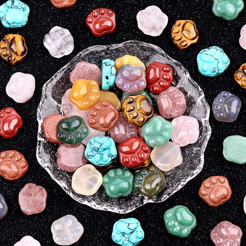 Gemstone 14x16mm Cat Paw & Claw Beads Drilled Side Hole for Making Jewelry
