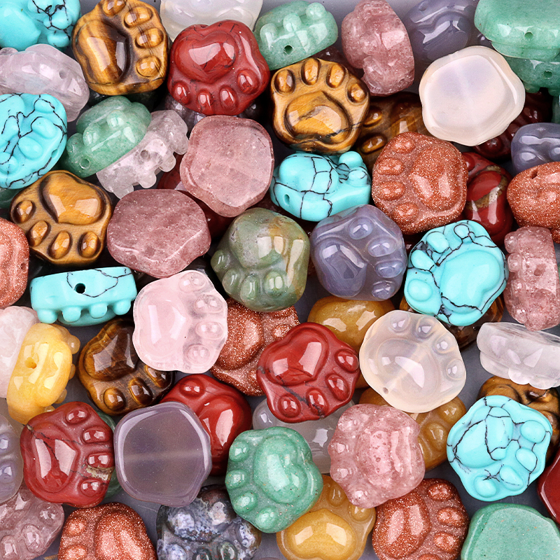 Gemstone 14x16mm Cat Paw & Claw Beads Drilled Side Hole for Making Jewelry