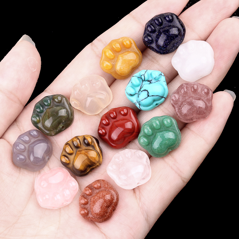 Gemstone 14x16mm Cat Paw & Claw Beads Drilled Side Hole for Making Jewelry