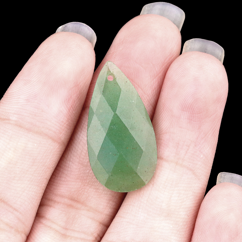 Green Aventurine 13X25MM Facted Teardrop Gemstone Pendant for DIY Making Jewelry