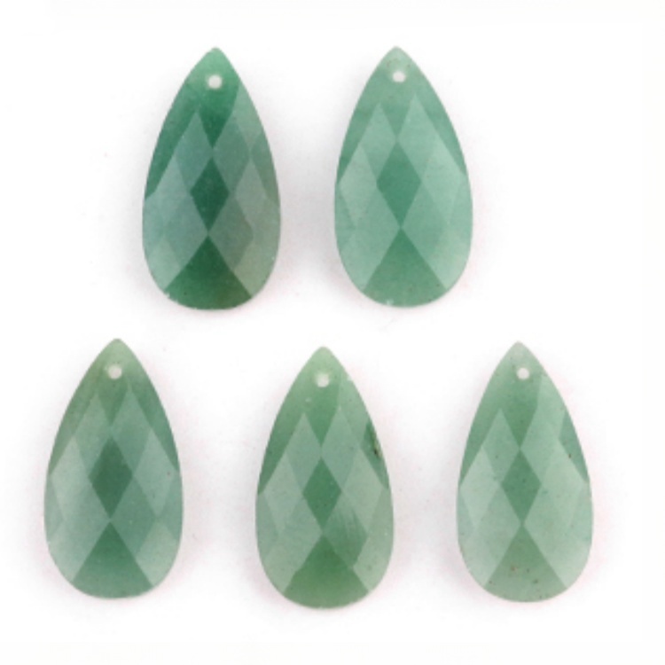 Green Aventurine 13X25MM Facted Teardrop Gemstone Pendant for DIY Making Jewelry
