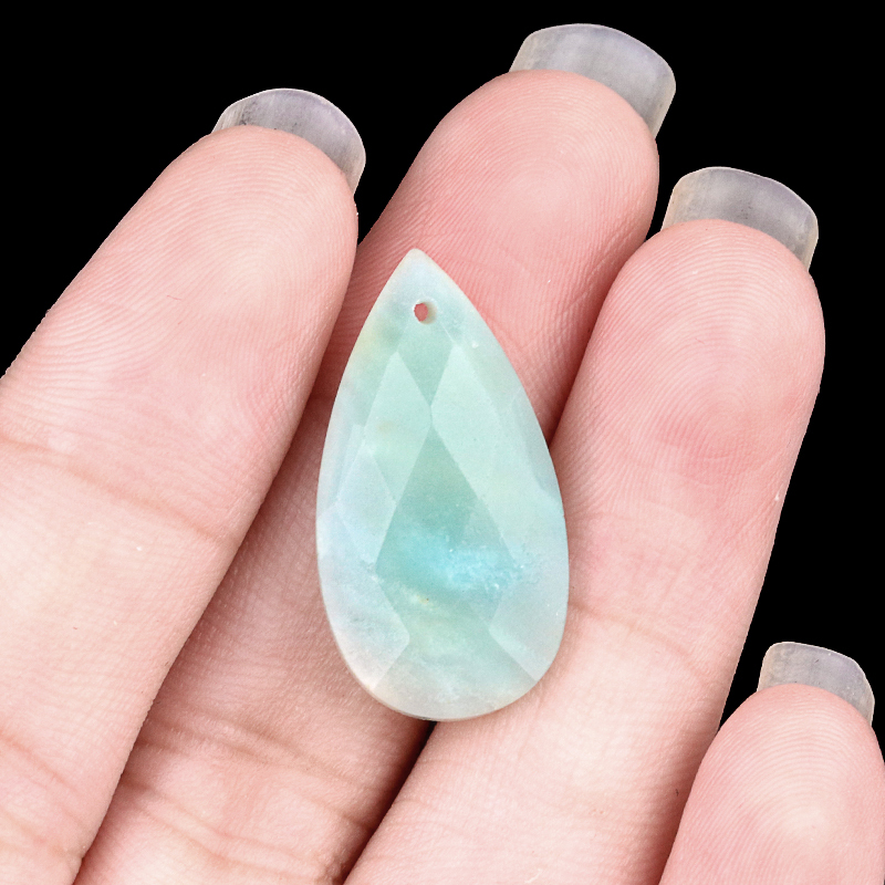 Green Aventurine 13X25MM Facted Teardrop Gemstone Pendant for DIY Making Jewelry