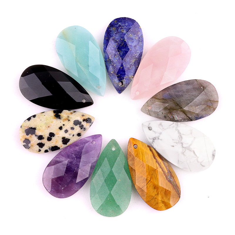 13X25MM Facted Teardrop Gemstone Pendant for DIY Making Jewelry